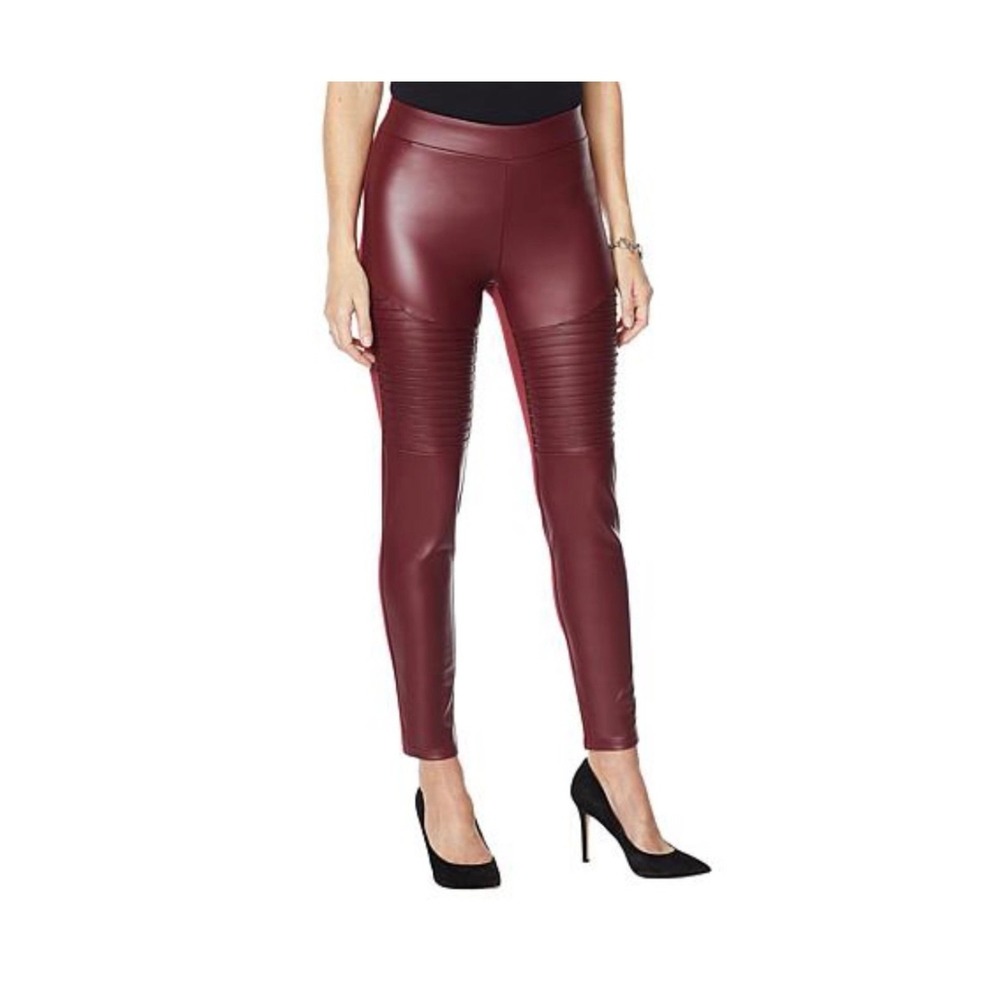 DG2 Diane Gilman‎ Faux Leather & Ponte Moto Leggings